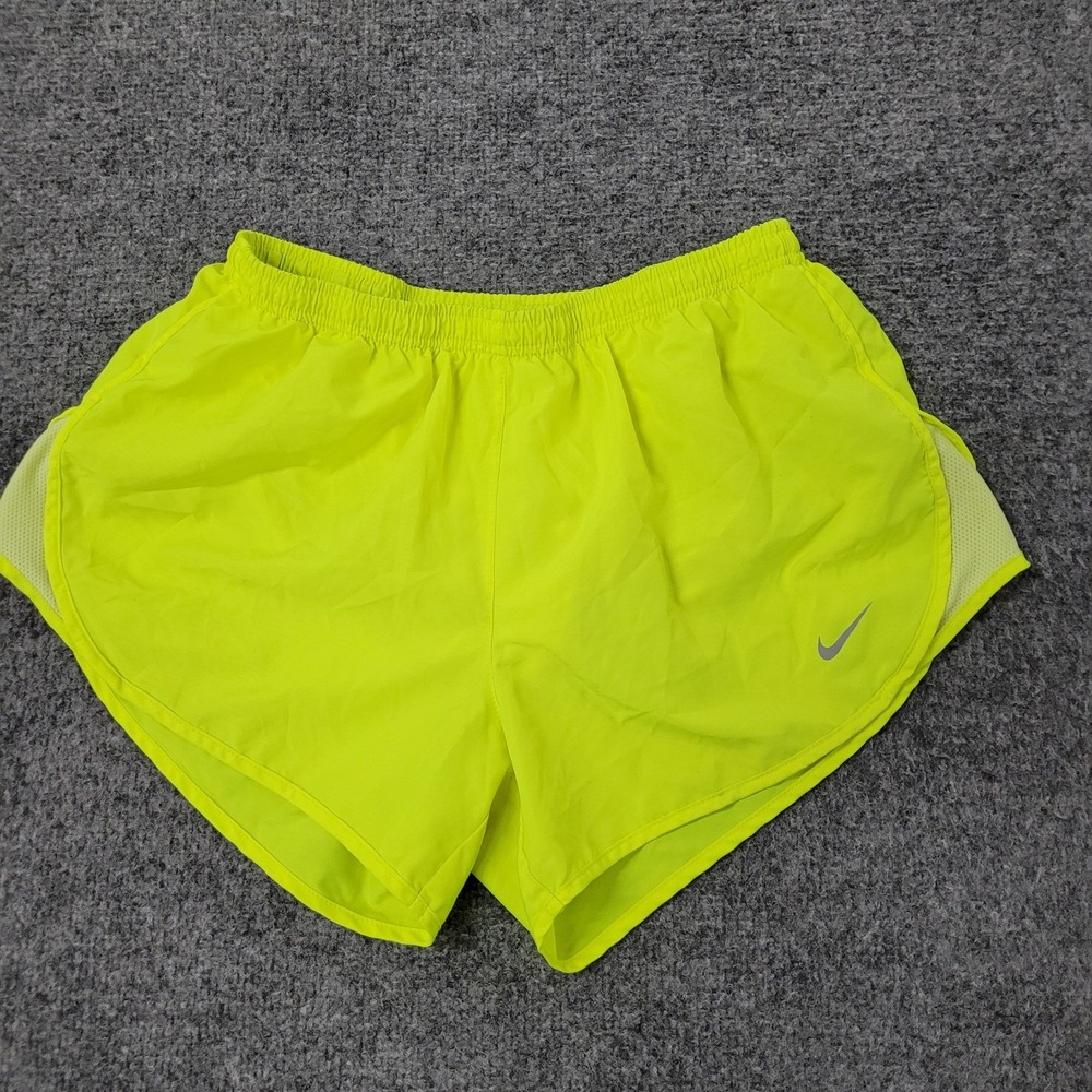 Nike Running Shorts Womens Size M Neon Yellow Dri-Fit Athletic Breathable Mesh